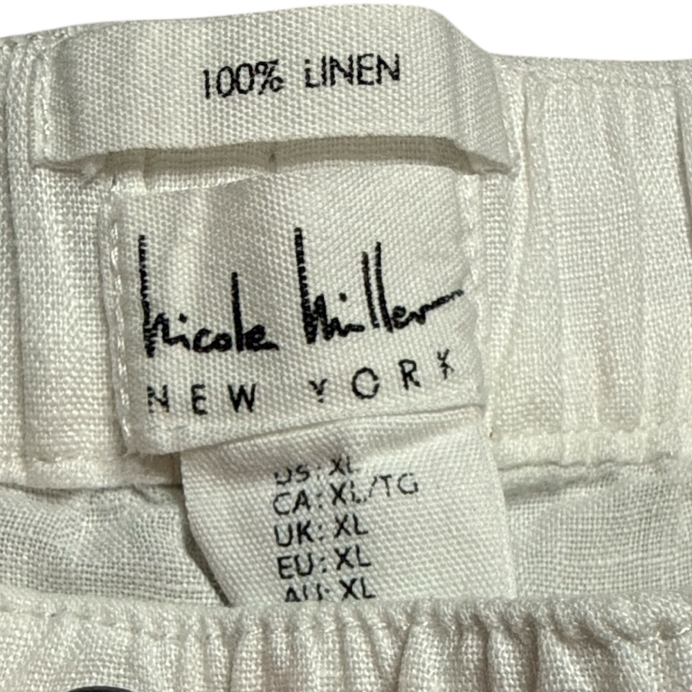 White Nicole Miller 100% Linen Cargo Jogger Pants - Picture 2 of 11